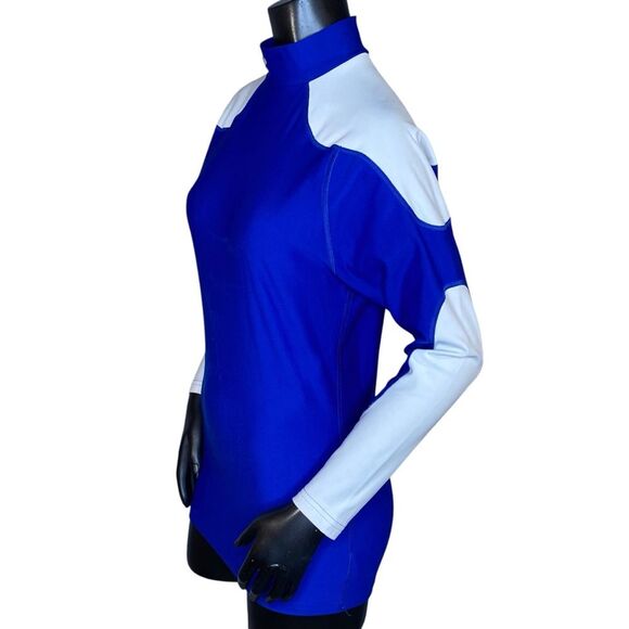 Under Armour Blue White Performance Pullover Womens Size Lg Long Sleeve Stretchy - Picture 2 of 6